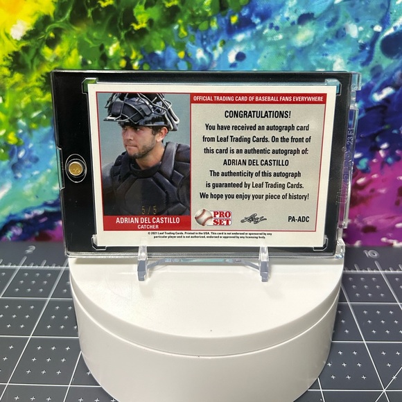 ADRIAN DEL CASTILLO 2021 Leaf Pro Set Metal XRC RED WAVE REFRACTOR AUTO 5/5 - Picture 3 of 3